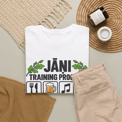 Jāņi Training Program T-Shirt | Latvian Midsummer Gift | White Text | BalticAF