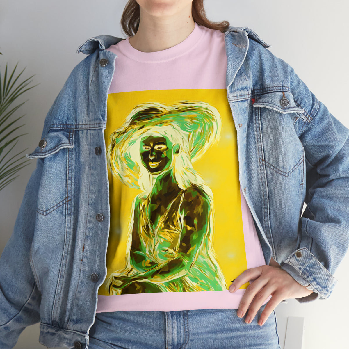 LADY IN SUN HAT (an Inversion in Blue) - Airt on a Shirt  - Unisex Heavy Cotton Tee - AUS