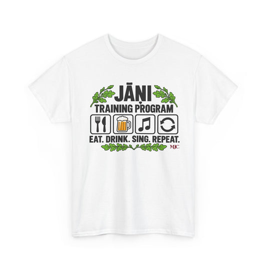 Jāņi Training Program T-Shirt | Latvian Midsummer Gift | White Text | BalticAF