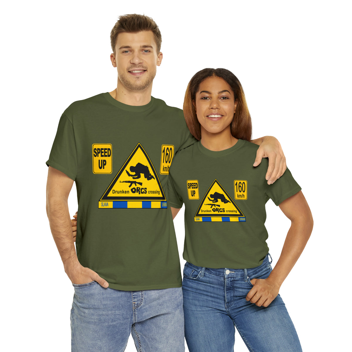 DRU**** ORCS CROSSING - 160 Km/h/SPEED UP - Unisex Heavy Cotton Tee - AUS