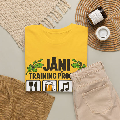 Jāņi Training Program T-Shirt | Latvian Midsummer Gift | White Text | BalticAF