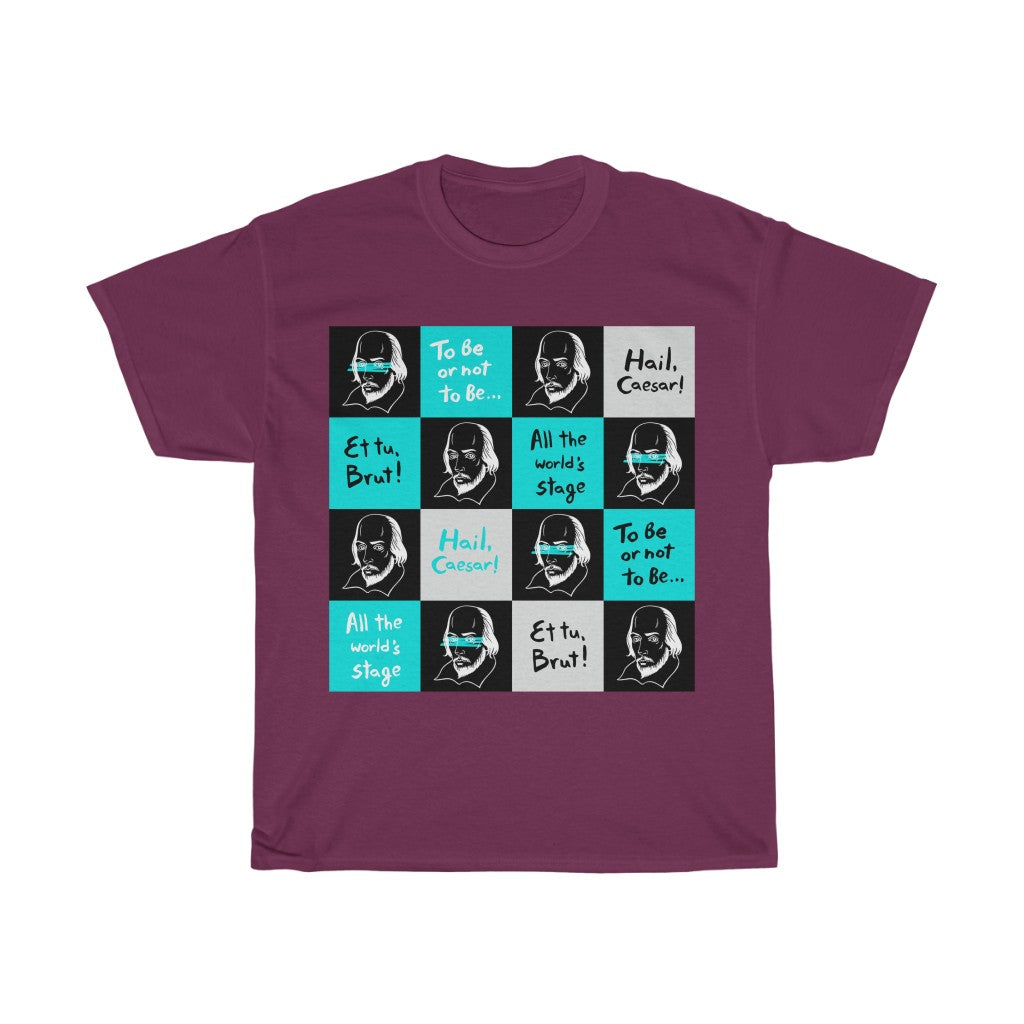 SHAKESPEARE Squares (dark) - Unisex Heavy Cotton Tee